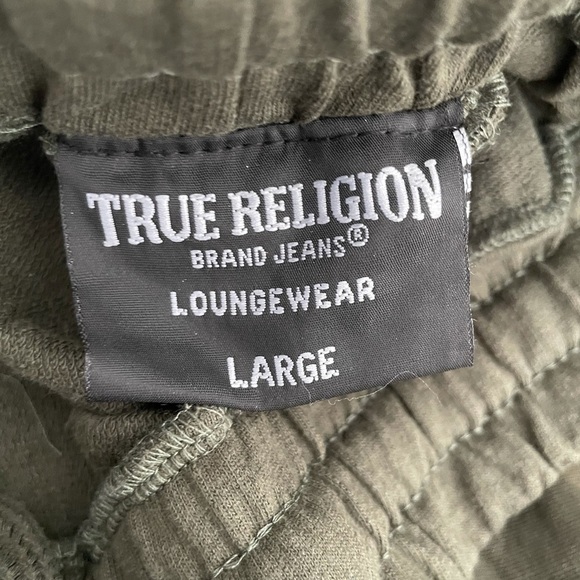 New True Religions Olive Green gold sweat shorts - Picture 7 of 7